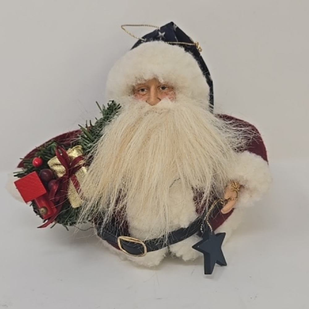 Vintage Santa Claus plastic head face ornament‎ Christmas holiday decor